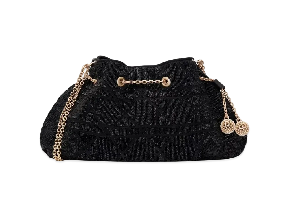Dior Dream Bucket Bag Cannage Cotton Bead Embroidery "Black"