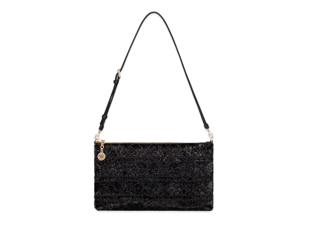 Dior Dream Bag Cannage Cotton Bead Embroidery "Black"
