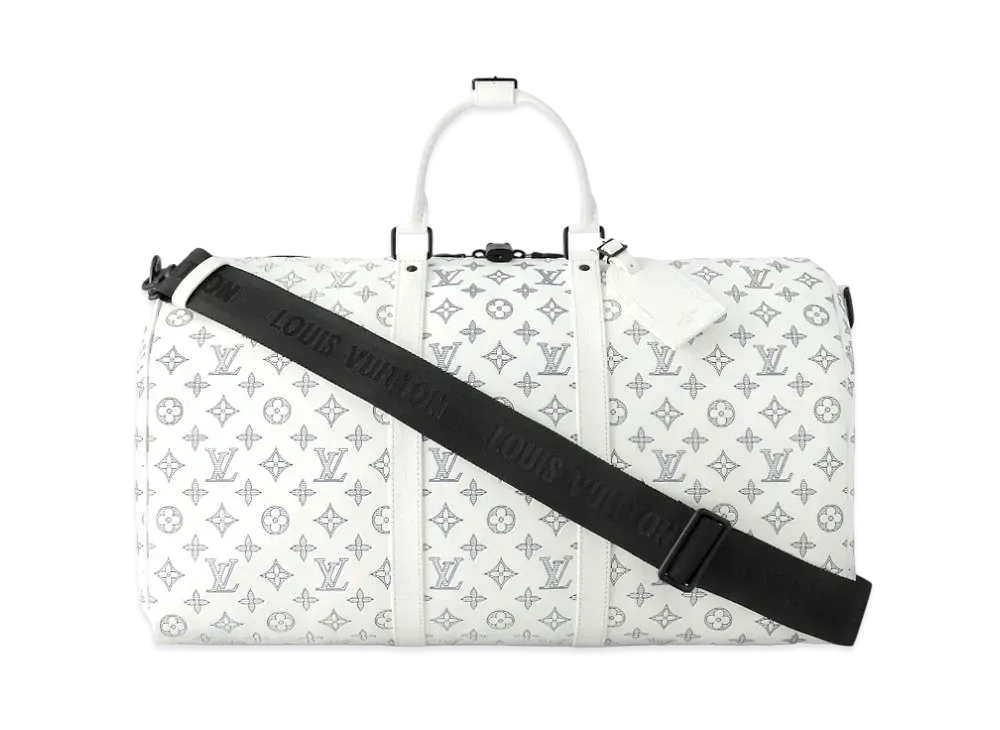 Louis Vuitton Keepall Bandouliere 50 Monogram Shadow "Blanc"