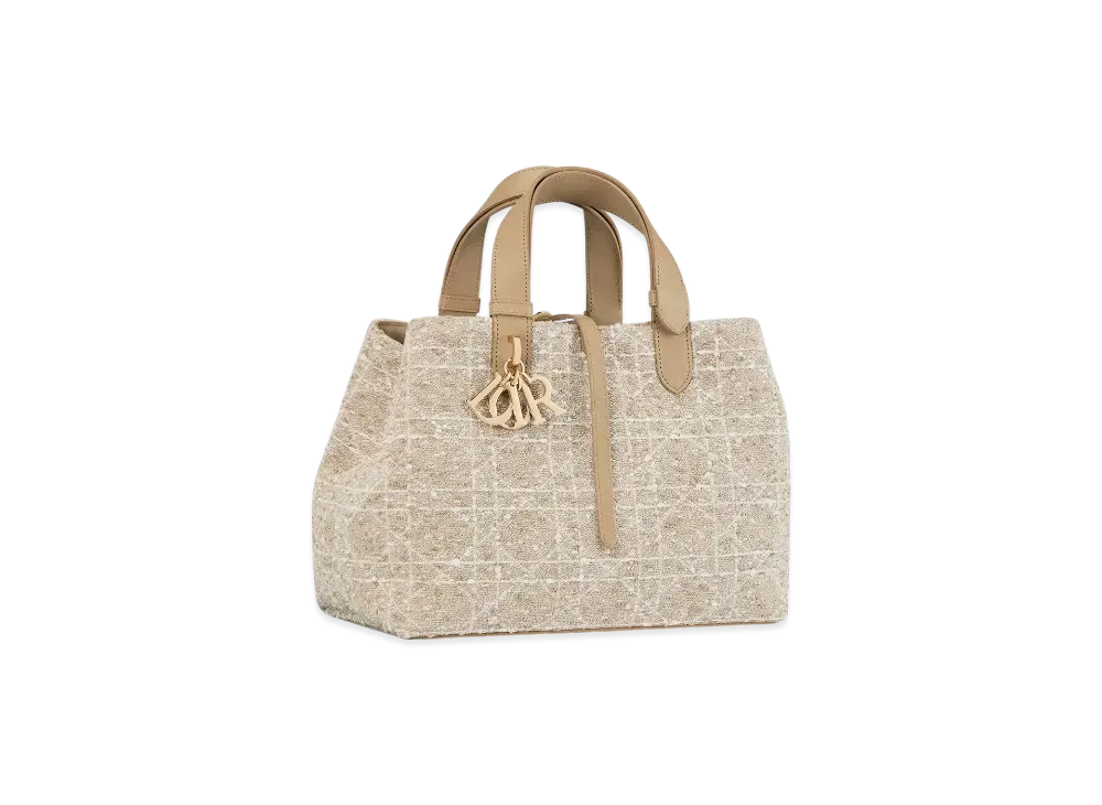 Dior Medium Dior Toujours Bag Tweed with Cannage Motif "Light Biscuit/White"