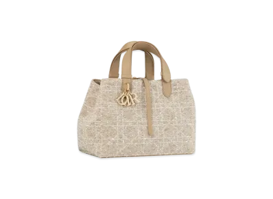 Dior Medium Dior Toujours Bag Tweed with Cannage Motif "Light Biscuit/White"