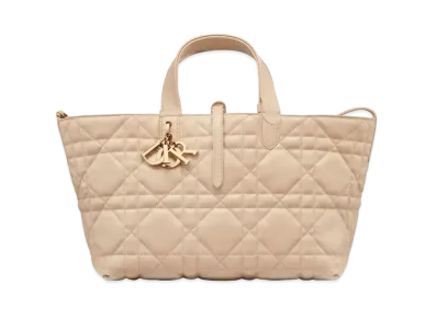 Dior Medium Toujours Bag Macro Cannage Calfskin "Powder Beige"