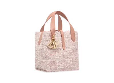 Dior Small Dior Toujours Vertical Tote Bag Tweed with Cannage Motif "Rose Des Vents/White"