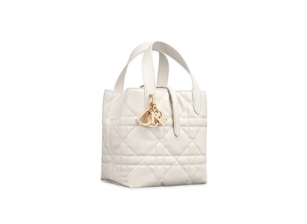 Dior Small Dior Toujours Vertical Tote Bag Macrocannage Calfskin "Latte White"