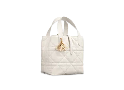 Dior Small Dior Toujours Vertical Tote Bag Macrocannage Calfskin "Latte White"