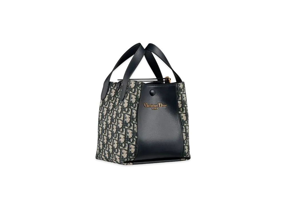Dior Small Signature Bucket Bag Dior Oblique Jacquard and Smooth Calfskin "Blue"