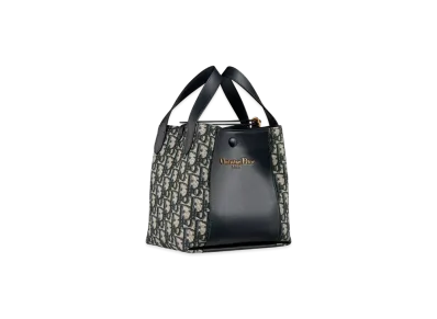 Dior Small Signature Bucket Bag Dior Oblique Jacquard and Smooth Calfskin "Blue"