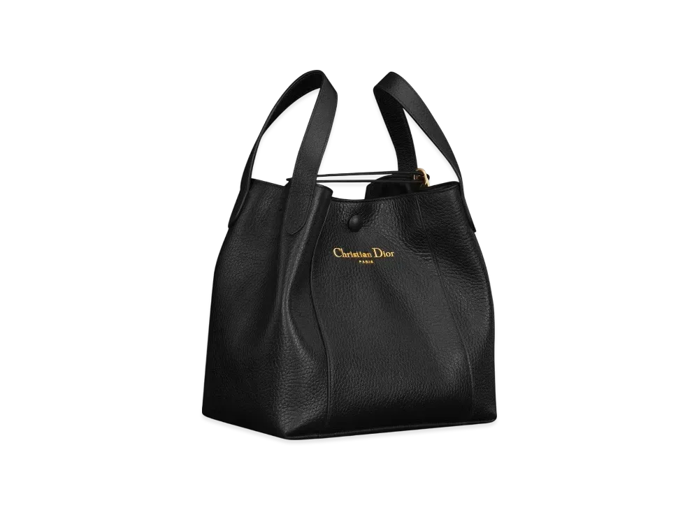 Dior Medium Signature Bucket Bag Grained Calfskin "Black"