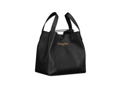 Dior Medium Signature Bucket Bag Grained Calfskin "Black"