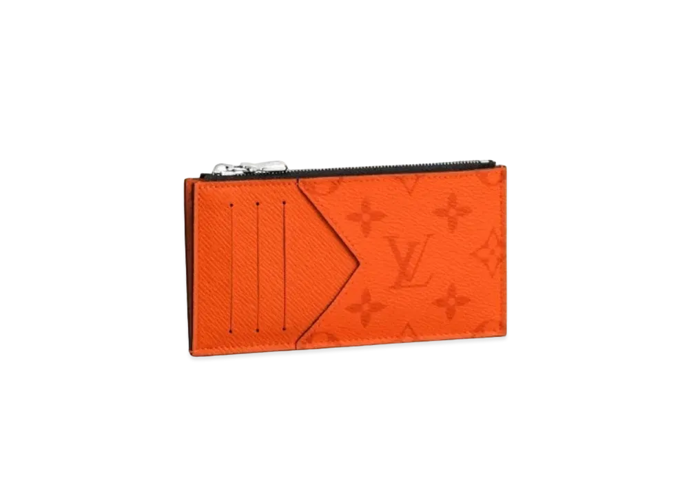 Louis Vuitton Coin Card Holder Monogram Taigarama "Volcano Orange"
