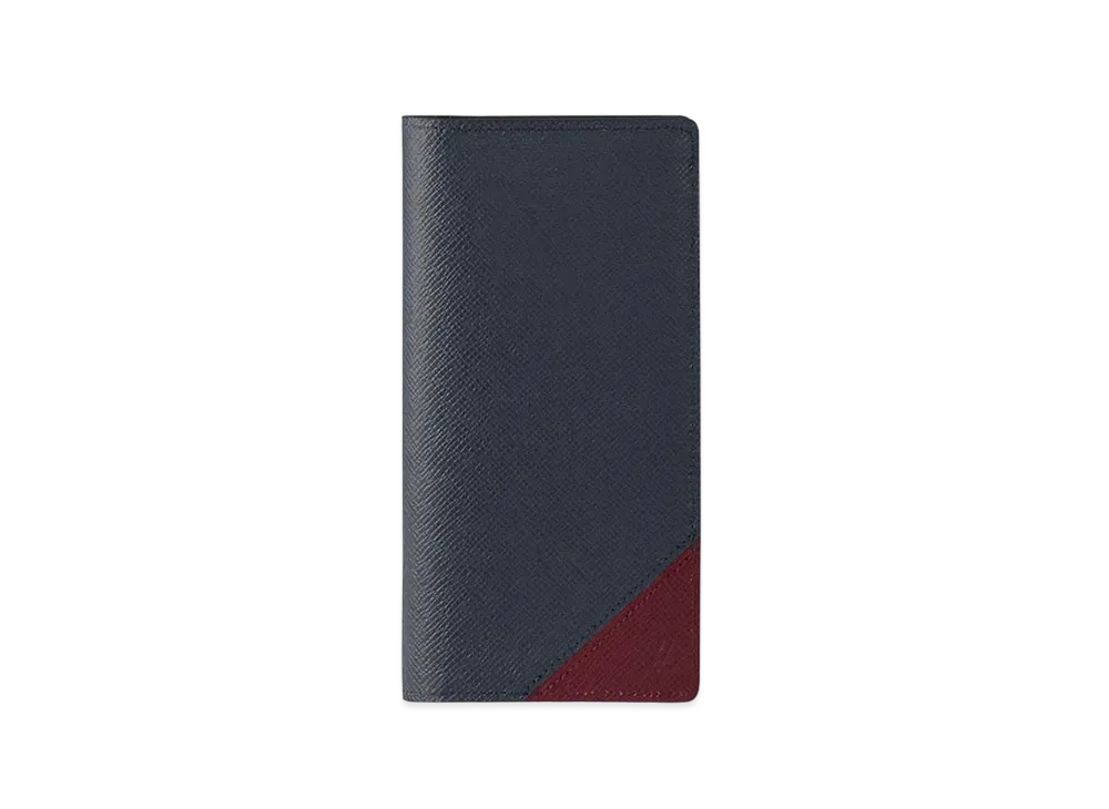 Louis Vuitton Brazza Wallet Taiga Leather "Bleu Minuit/Rouge Erable"