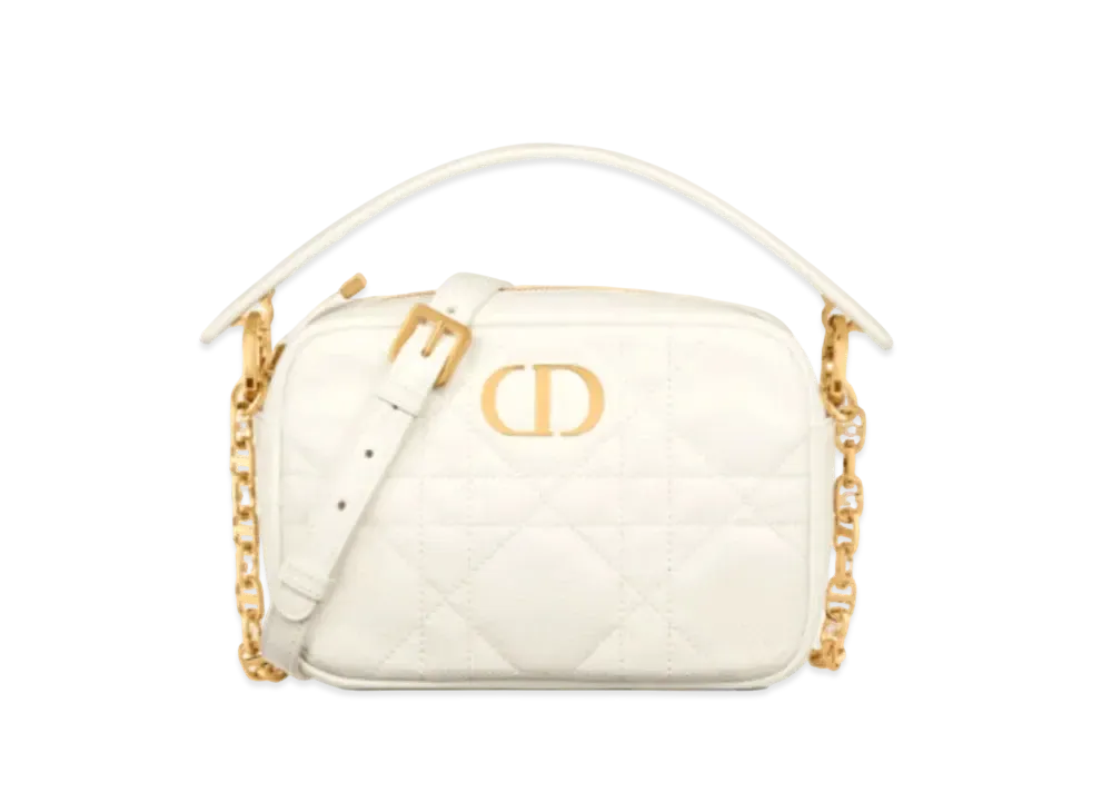 Dior Small Dior Caro Top Handle Camera Bag Macrocannage Calfskin "Latte"