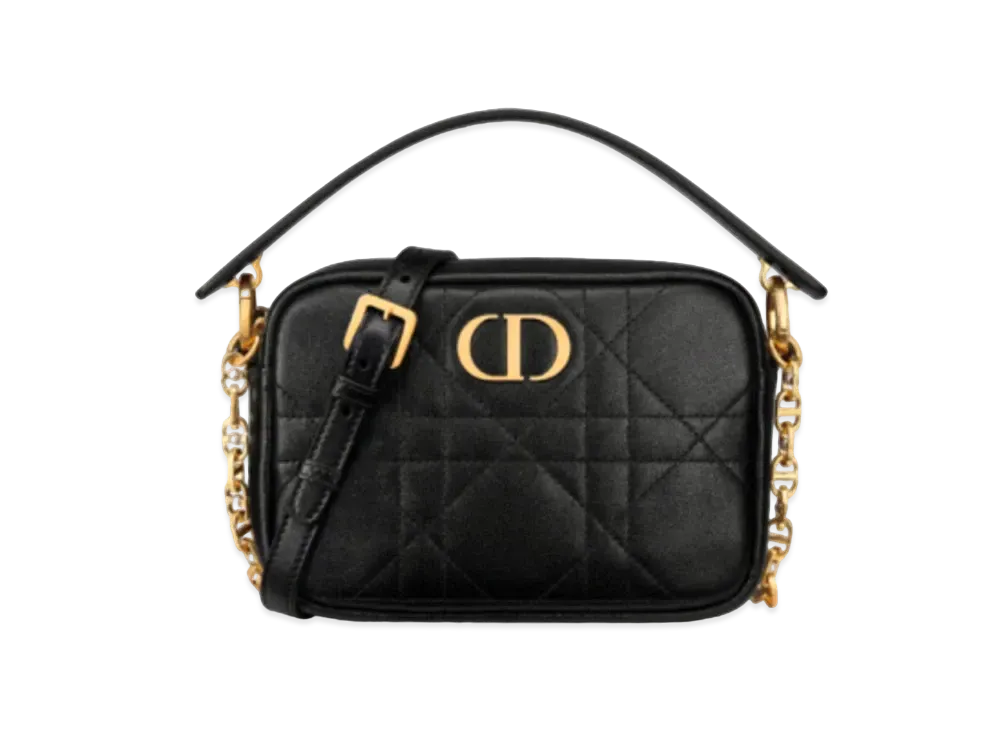 Dior Small Dior Caro Top Handle Camera Bag Macrocannage Calfskin "Black"