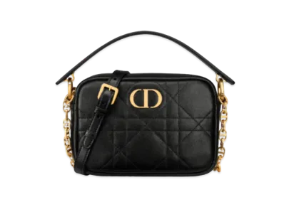 Dior Small Dior Caro Top Handle Camera Bag Macrocannage Calfskin "Black"