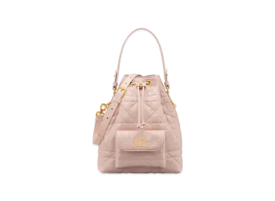 Dior Small Dior Caro Bucket Bag Macrocannage Lambskin "Powder Pink"