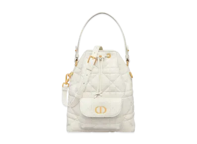 Dior Small Dior Caro Bucket Bag Macrocannage Lambskin "Latte"