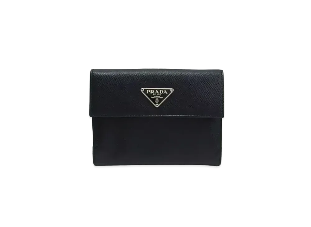 プラダ サフィアーノ 折り財布 "ブラック"