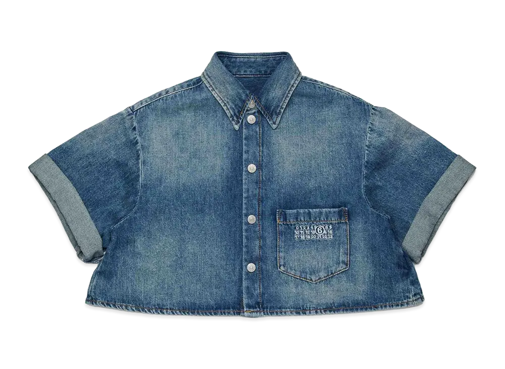 MM6 Maison Margiela Kids Short Sleeve Shirts "Blue"