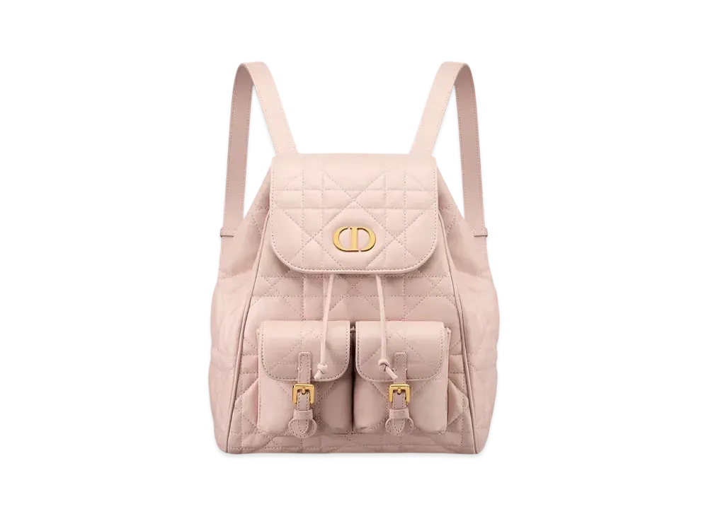 Dior Medium Dior Caro Backpack Macrocannage Lambskin "Powder Pink"