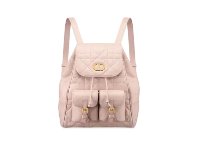 Dior Medium Dior Caro Backpack Macrocannage Lambskin "Powder Pink"