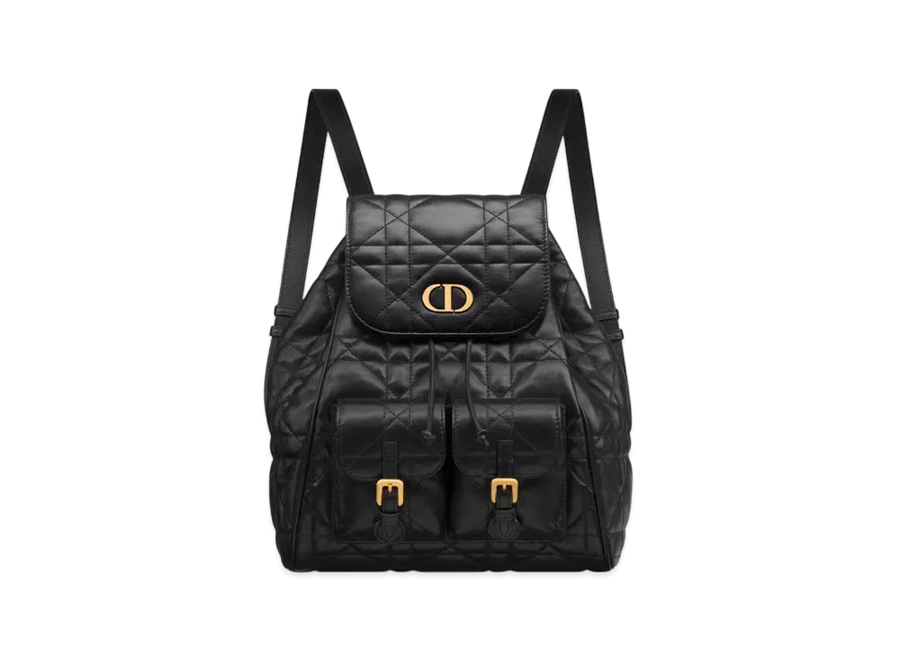 Dior Medium Dior Caro Backpack Macrocannage Lambskin "Black"