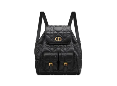 Dior Medium Dior Caro Backpack Macrocannage Lambskin "Black"