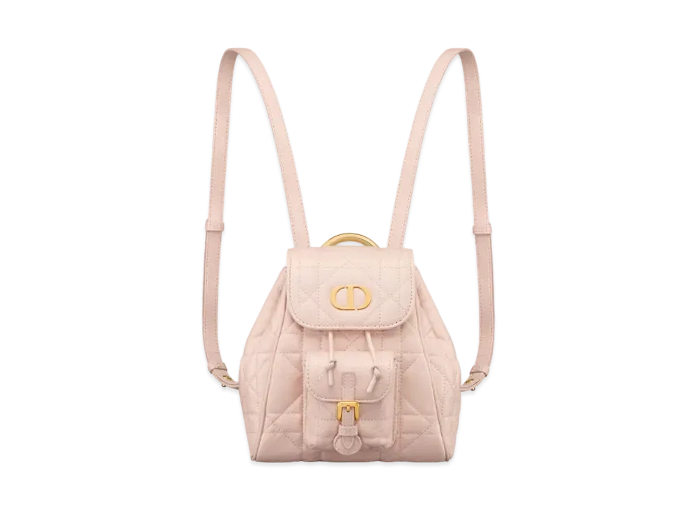 Dior Small Dior Caro Backpack Macrocannage Lambskin "Powder Pink"