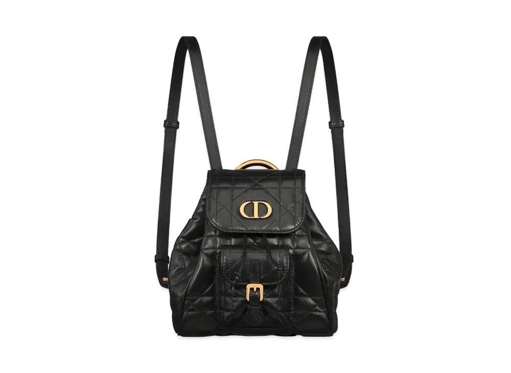 Dior Small Dior Caro Backpack Macrocannage Lambskin "Black"