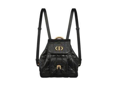 Dior Small Dior Caro Backpack Macrocannage Lambskin "Black"