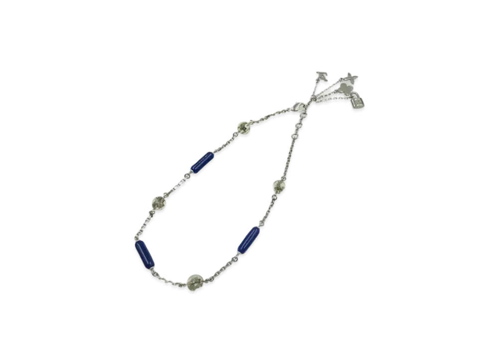 Louis Vuitton Sautoir Ville Inclusion Necklace "Silver/Blue"