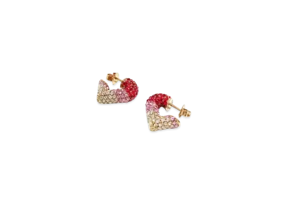 Louis Vuitton V Strass Heart Earrings "Red/Pink/Clear"