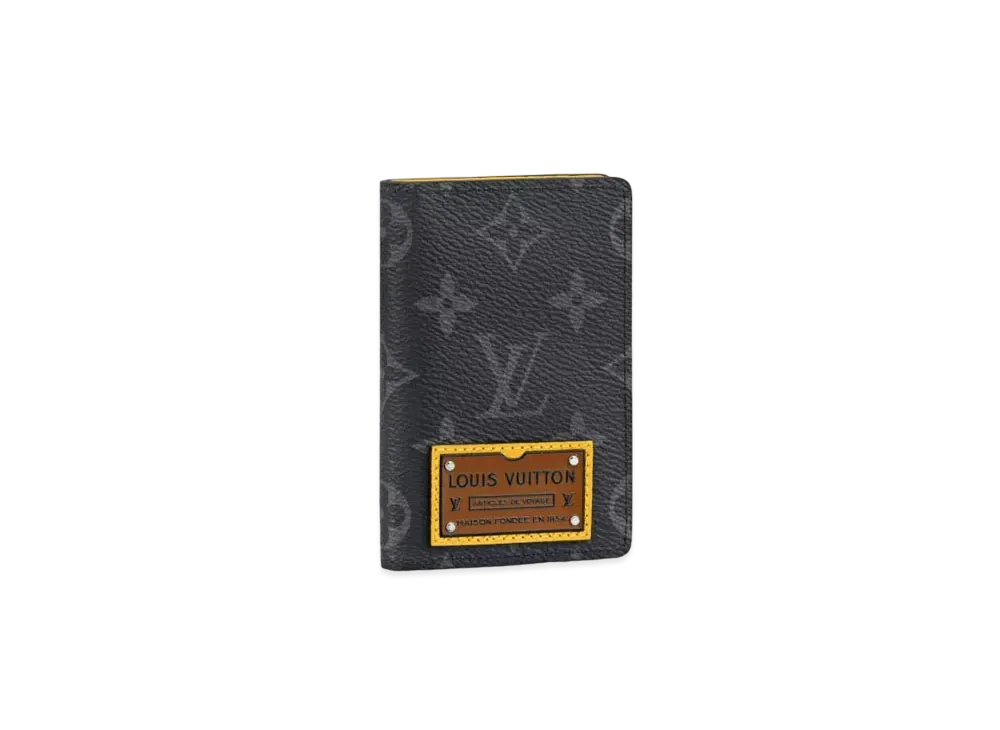 Louis Vuitton Pocket Organizer Monogram Eclipse Gaston Label "Yellow"