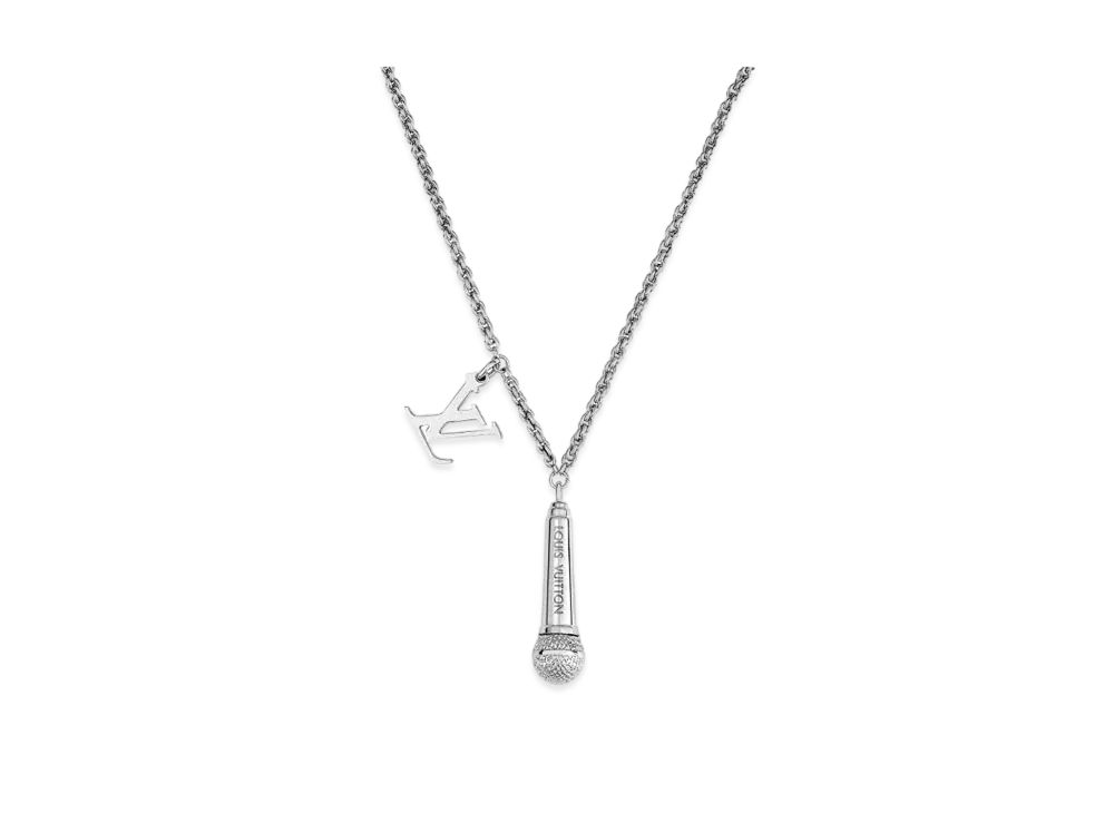 Louis Vuitton DJ Vocabulary Microphone Necklace "Silver"