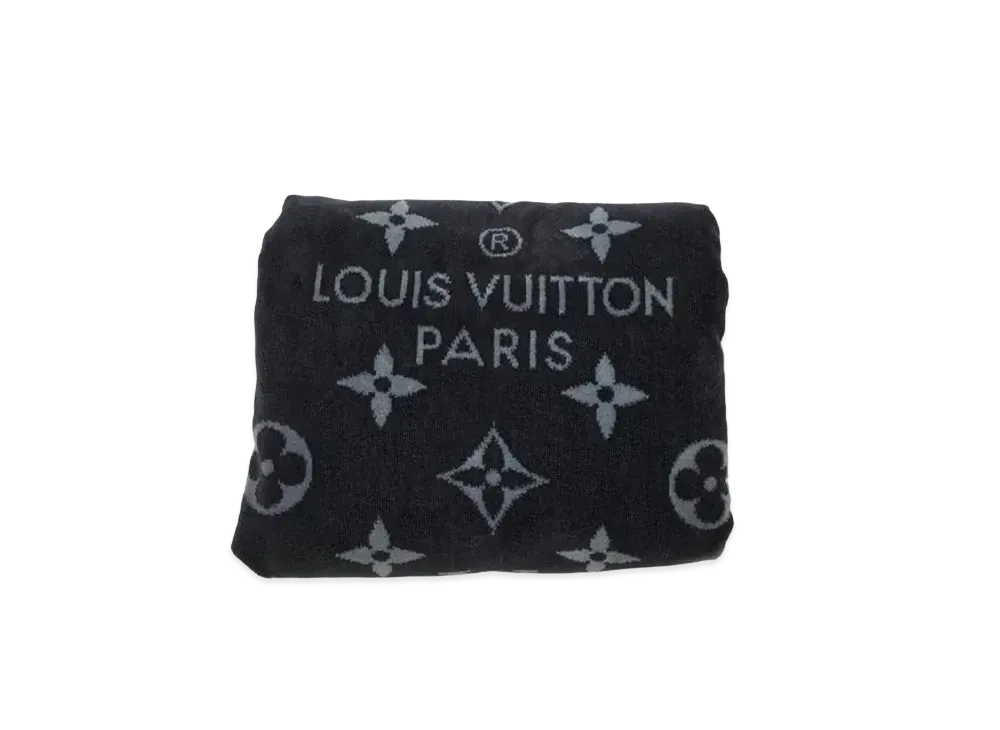 ルイヴィトン　大判　黒　モノグラムエクリプス セルヴィエットバイン ビーチタオル ルイヴィトン☆モノグラムエクリプス セルヴィエットバイン ビーチ
