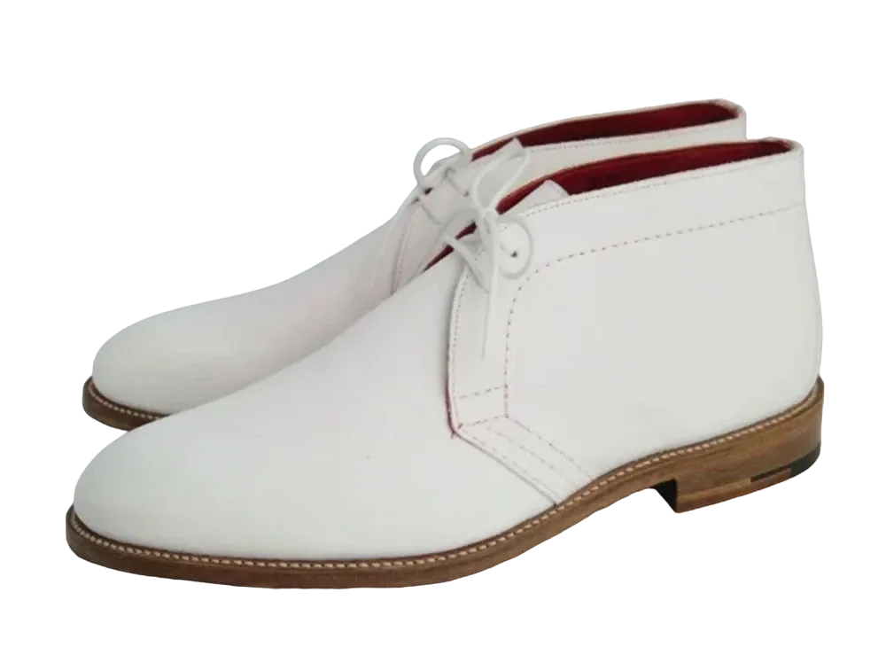 Tricker’s x JUNYA WATANABE COMME des GARCONS MAN Chukka Boots Suede "White" M7382 Leather Sole