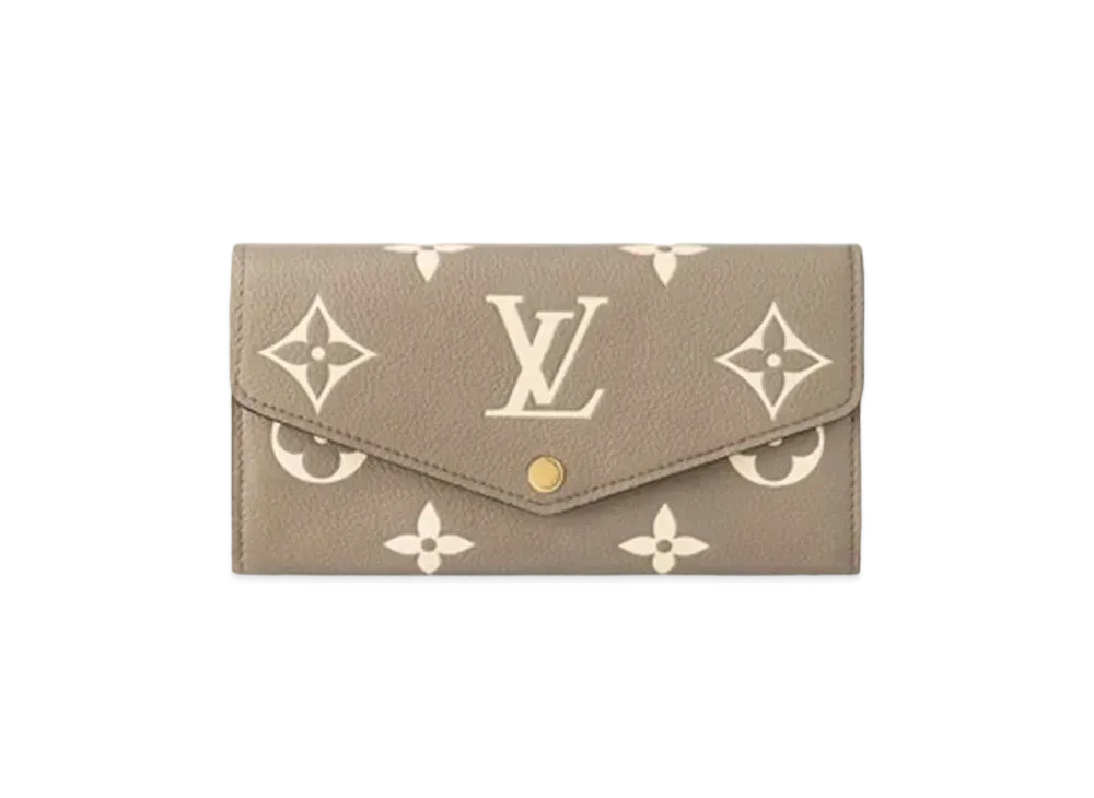 Louis Vuitton Sarah Wallet Bicolor Monogram Empreinte Leather "Turtledove/Creme"