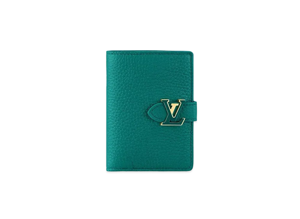 Louis Vuitton LV Vertical Compact Wallet Taurillon Leather "Emeraude"