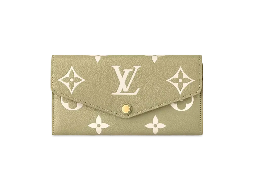 Louis Vuitton Sarah Wallet Bicolore Monogram Empreinte Leather "Khaki/Creme"
