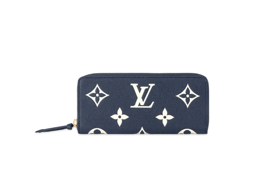 Louis Vuitton Clemence Wallet Bicolor Monogram Empreinte Leather "Navy/Creme"