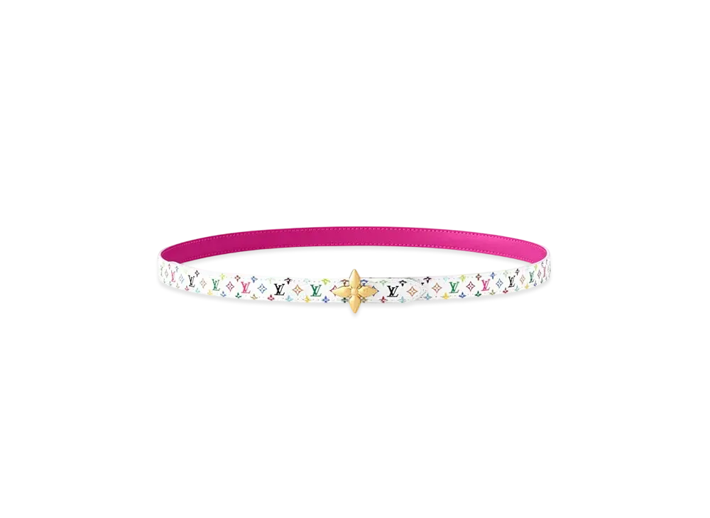 Louis Vuitton x Takashi Murakami Mini Flowergram 15MM Reversible Belt "Blanc/Fuchsia"