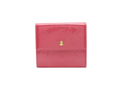 Louis Vuitton Bie Cartescredit Coin Purse Vernis "Framboise"