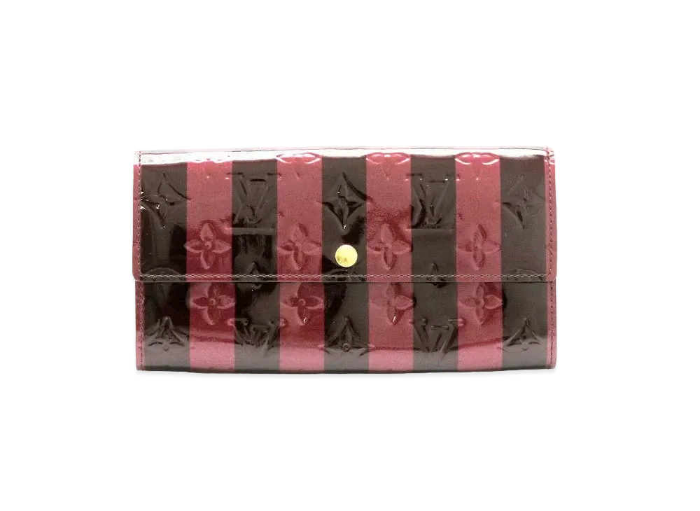 Louis Vuitton Sarah Wallet Vernis "Amarante Rayure"
