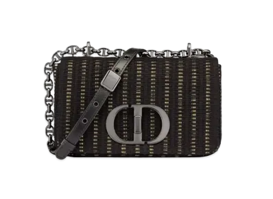 Dior Small Caro Bag Silk Embroidered Metallic Thread "Black"