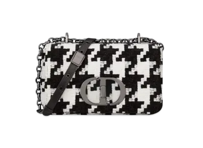 Dior Small Caro Bag Macro Hound Tooth Fabric "Black/White"