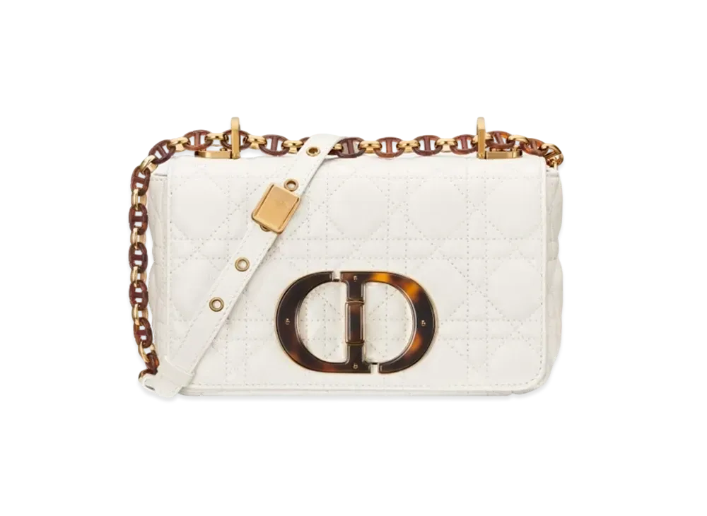 Dior Small Caro Bag Quilt Cannage Calfskin "Latte"