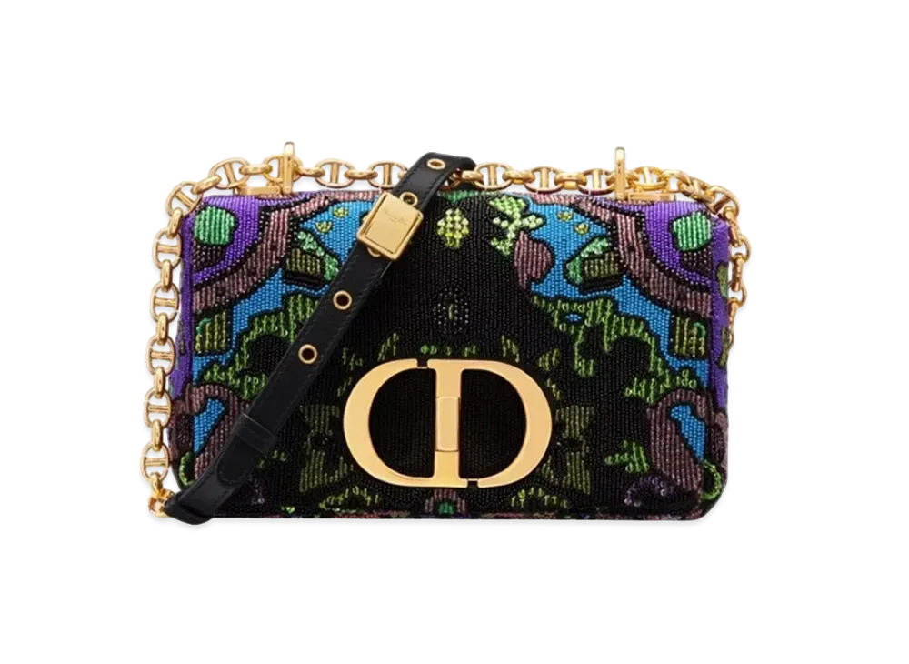 Dior Small Caro Bag Satin Embroidered Indian "Multicolor"