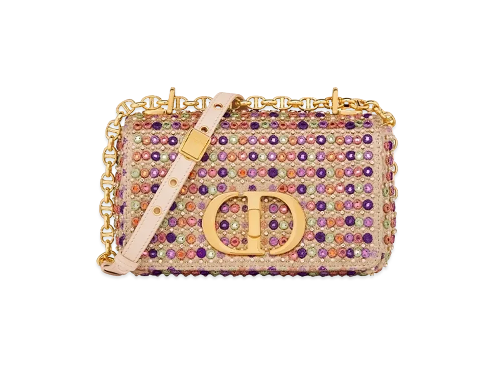 Dior Small Caro Bag Satin Mirrors Beads Strass "Multicolor"