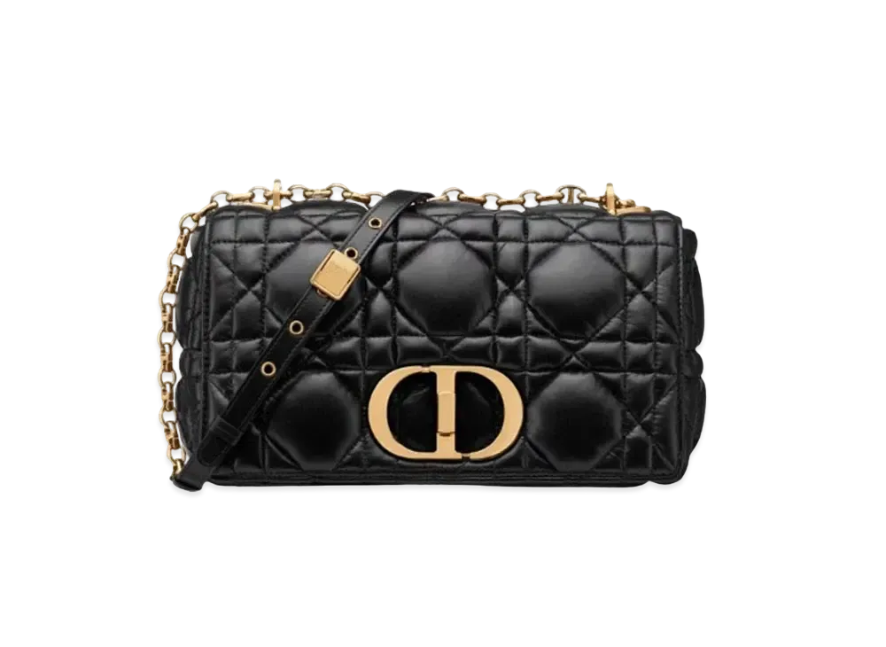 Dior Medium Caro Bag Supple Cannage Calfskin "Black"
