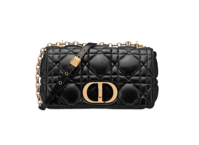 Dior Medium Caro Bag Supple Cannage Calfskin "Black"