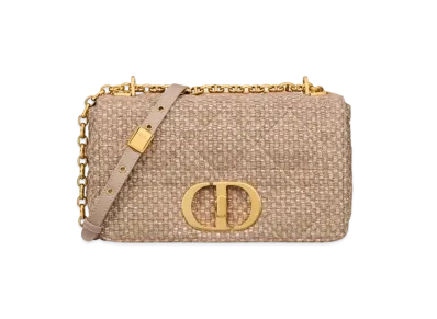 Dior Medium Caro Bag Macro Cannage Tweed Embroidery "Brown"